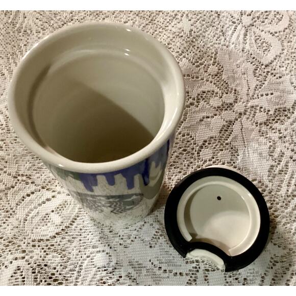Starbucks Band Of Outsiders Rainbow Drip Ceramic Traveler Mug + Lid 2014 - Picture 6 of 6